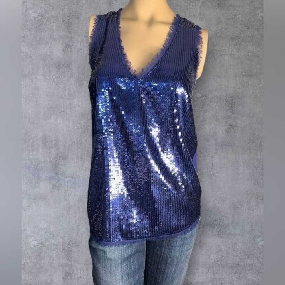 Central Park West Blue Sequin Tank Top
